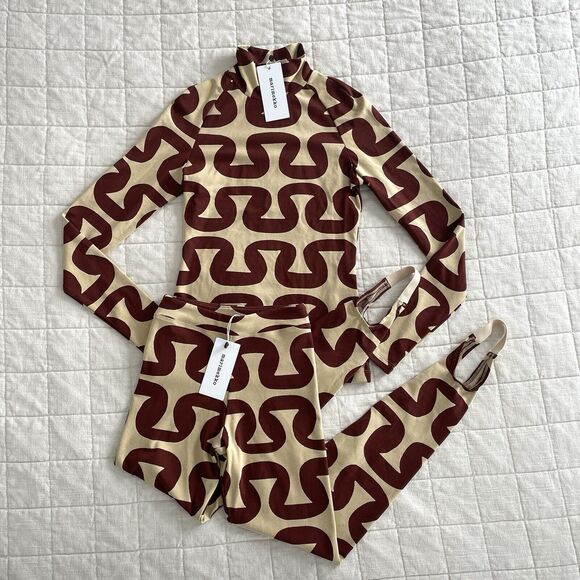 Marimekko Koukero Jacquard Jersey Matching Set XS Top Leggings Sentti Spiraali